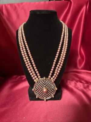 Ожерелье Heidi Daus 3 в стиле модерн с имитацией розово-лилового жемчуга кристаллы камни - Изображение 1 из 4