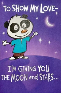 Funny Adult HAPPY SWEETEST DAY Card, Moon Stars Panda Bear Butt — Hallmark +✉ - Picture 1 of 5