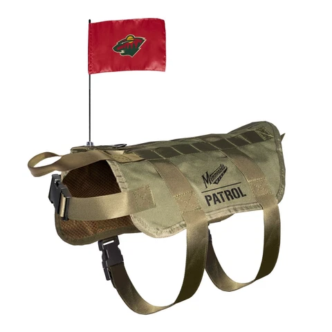 NEW MINNESOTA WILD DOG TACTICAL VEST PREMIUM HARNESS w/ TEAM FLAG LICENSED Cover