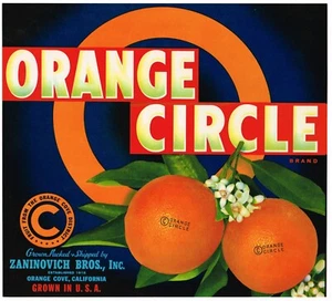 ORIGINAL ORANGE KREIS KISTE ETIKETT ORANGE BUCHT TULARE COUNTY 1940er GRAFIK KUNST - Bild 1 von 1