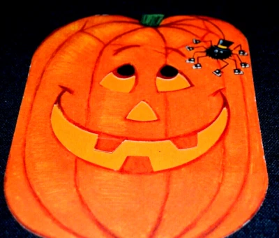 HALLOWEEN PUMPKIN STAND-UP GREETING CARD AMBASSADOR DIE-CUT LARGE Vtg 9 1/4" H - Image 1 of 3