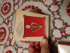 Hallmark 2002 Our First Christmas Keepsake Christmas Ornament Die-Cast Metal NIB - Picture 1 of 4