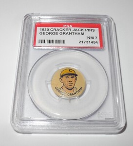 1930 Cracker Jack Baseball George Grantham Pirates Pin Button PSA 7 NEAR MINT
