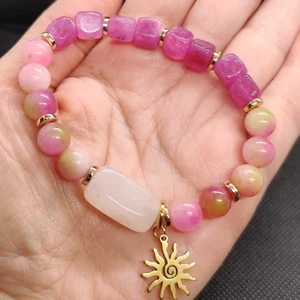 Self-love Bracelet, pink , tourmaline agate, rose quartz ,Energy ,Love, hematite - Picture 1 of 8
