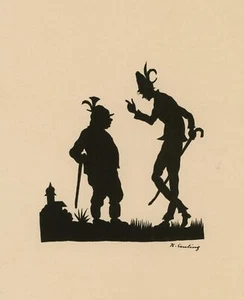 Corte de tijeras escena cotidiana caricatura humor caminante paisaje Emling - Imagen 1 de 2