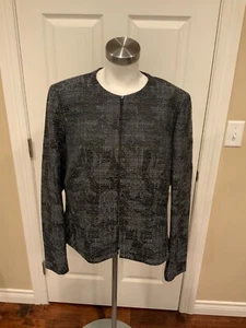 Lafayette 148 New York Blue & Gray Zip-Up Tweed Jacket, Size 16 - Picture 1 of 7