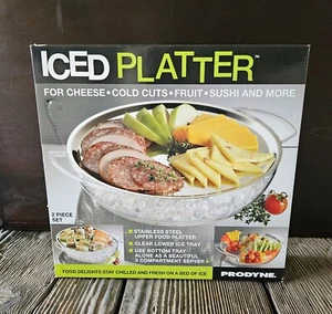 Prodyne Iced Platter 2 Piece Set Upper Stainless Steel Bottom Clear Acrylic~NEW~ - Picture 1 of 10