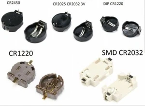 CR2032 CR2025 CR1220 CR2450 Botón de Moneda Celda Soporte de Batería Estuche Negro - Imagen 1 de 10