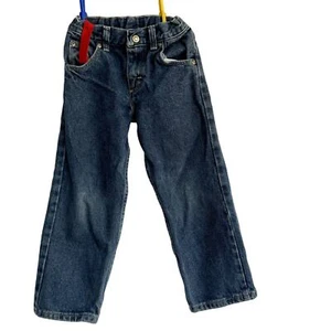 Wrangler Blue Jeans Size 5 child elastic back metal zipper 5 pockets - Picture 1 of 7