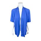 Isaac Mizrahi Cut & Sew Peplum Back Cardigan with Elbow Sleeves Blue Large Size