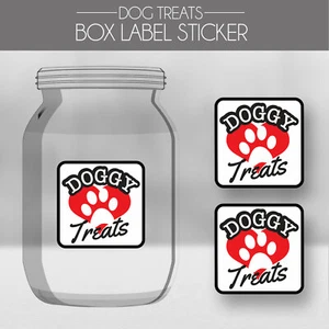 2x Dog Puppy Pet Treat Chew Box Kitchen Storage Jar Label Vinyl Decal Sticker - Picture 1 of 3