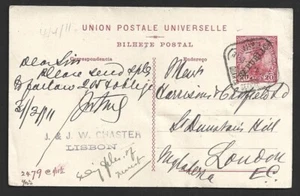 Portugal 1912 20r carmine / buff postal card used to London. HG #62 - Picture 1 of 2