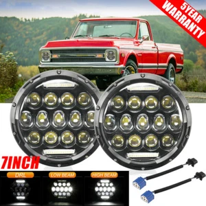 Pair 7" INCH LED Headlights Hi-Lo Beam DRL Lamp for Chevy C10 C20 Nova Camaro - Imagen 1 de 12