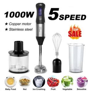 1000W 4 IN 1 Electric Hand Immersion Blender Stick Handheld Blender 5-Speed SET - Picture 1 of 17