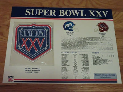 Parche de 4" del Super Bowl XXV NEW YORK GIANTS vs BUFFALO BILLS OTTIS ANDERSON MVP Foto 1 de 2