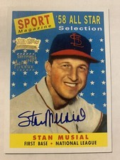 2002 Topps Team Legends Stan Musial On Card Auto Cardinals