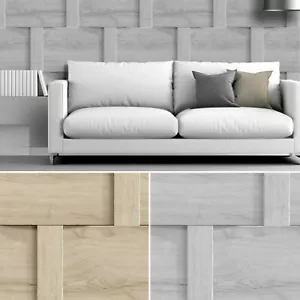 Papel pintado efecto panel de madera efecto 3D Debona Harrow beige o gris - Imagen 1 de 5