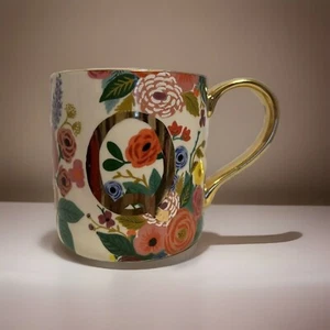 Anthropologie Rifle Paper Co Blumenmonogramm "Q" Steinzeug Kaffee/Teetasse/Becher - Bild 1 von 10