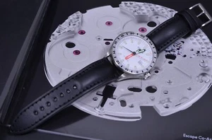 PULSERA RELOJ 22 20 18MM NEGRO AUTÉNTICO CUERO BLACK PADDED I MA CORREA - Imagen 1 de 12