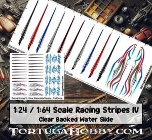 Calcomanías de tobogán acuático Racing Stripes V - escala 1:24 y 1:64 - autos, camiones, derby - Imagen 1 de 8