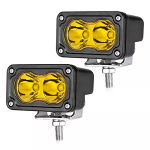 Pair 3" 80W Yellow Spot Pods LED Cube Work Light Bar for Can-am Maverick X3 MAX - Picture 1 of 15