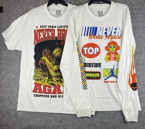 Mens Shirts Sz XL 2 Shirt LOT Never Broke Again White Red Short long Sleeve NEW - Picture 1 of 24