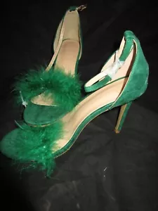 Womens Fashion Open Toe Feather Ankle Strap High Heel Stiletto Shoes Green 10 - Picture 1 of 5