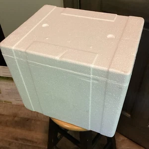 Thick Styrofoam Shipping Box Cooler With Lid 14" X 11" X 12" Exterior - Picture 1 of 5