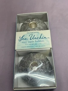 Williams Sonoma Sea Urchin Silver Candlestick Holders Tiny Taper Nautical - Picture 1 of 12