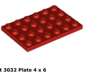 Lego 3032 2x Red Plate 4 x 6 Set 7665