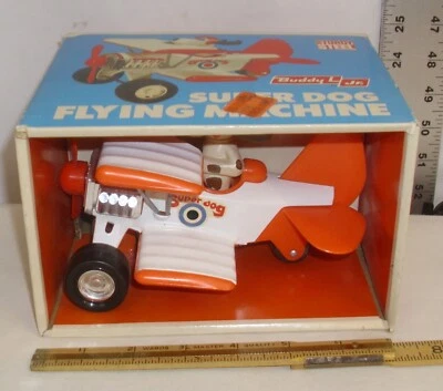 BUDDY L SUPER DOG СТАЛЬНОЙ ИГРУШЕЧНЫЙ САМОЛЕТ 1960-е В КОРОБКЕ - Изображение 1 из 4