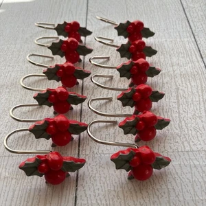 Christmas Holly Duschvorhang Haken 12er Set - Bild 1 von 5