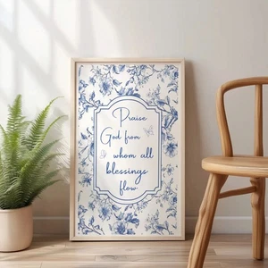 Customizable Floral Art Print, Framed ? Praise God From Whom All Blessings Flow - Picture 1 of 4