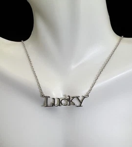 Sterling Silber "Glück" Anhänger Halskette, 16", 2" Verlängerung - Bild 1 von 6
