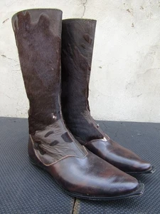 CYDWOQ Vintage USA Leather Hide Boots pewter Brown Western USA EU 38 | US 8 - Picture 1 of 9