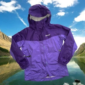 Chaqueta de lluvia para niños Marmot púrpura impermeable con capucha talla S CC-440 PreCip - Imagen 1 de 11