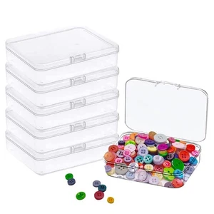 Goiio 6 Pcs Mini Plastic Storage Containers Box with Lid 5X4X1.3 Inches Clear R - Picture 1 of 7