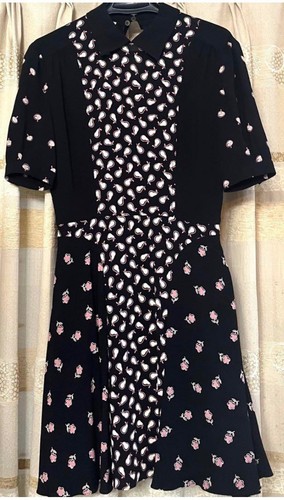 Abito donna MIU MIU nero floreale scollo a V casual bodycon avvolgente taglia IT 38