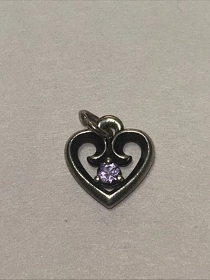 Dije de piedra de nacimiento con corazón recuerdo de plata esterlina James Avery - amatista Foto 1 de 4