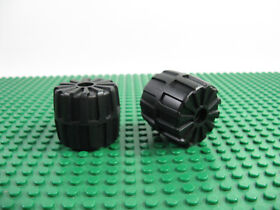 2x Vintage LEGO Black Wheel Hard Plastic MED 35x 31mm 6938 1737 6851 6896 #2593