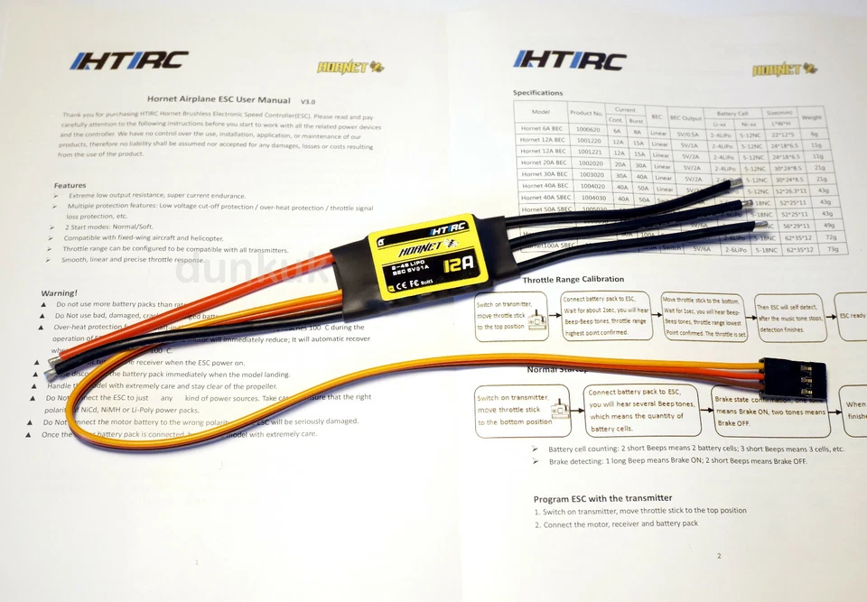 Hornet 12a ESC 2S-4S Brushless Motor Plane Speed Controller RC 12 Amp UK 10a - Image 1 of 2
