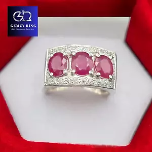 Natural Blood Red Ruby Ring Sterling Silver925 for men and women, Ruby Ring Band - Picture 1 of 5