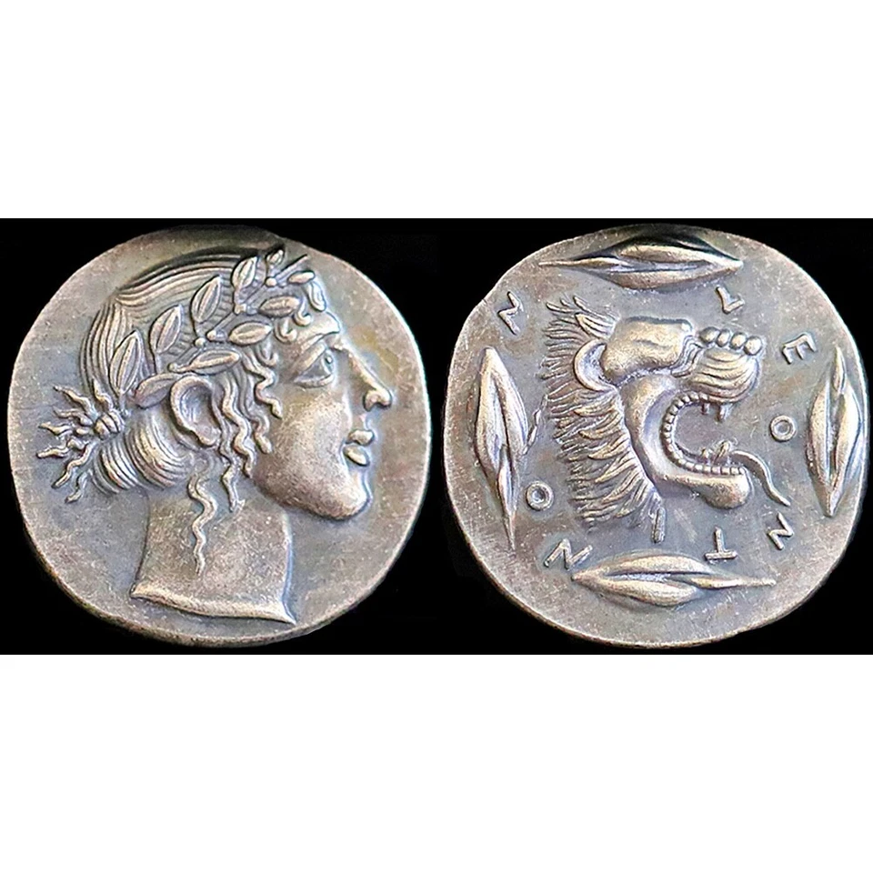 450 BC Ancient Greek Coin Lion from Leontini - Silver Plated Tetradrachm 24mm - Image 1 of 1