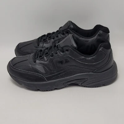 FILA Mujer Memory Workshift Resistente al Deslizamiento Bajo Cuero Tenis Negros Talla 9 Foto 1 de 4