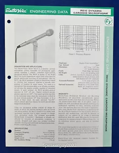 EV - Electro Voice Engineering Data Brochure - RE10 Microphone - Picture 1 of 1