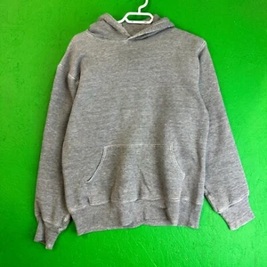 Vintage 1980s Russell RARE Double Face Layer Tri-Blend Gray Hoodie Men's Size M - Picture 1 of 9