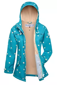 AMUNDSENS FJELL Damen Softshell-Jacke Mantel FRIDA Parka Kurzmantel Punkt türkis - Bild 1 von 10