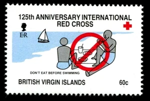 VIRGIN ISLANDS SCOTT# 615 MNH RED CROSS & SWIMMING SAFETY (DON'T EAT BEFORE) - Picture 1 of 1