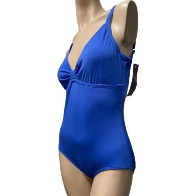 Nuevo con etiquetas Jantzen Classics Traje de baño Una Pieza Bikini 12 Azul Halter Top/Hipster Inferior Foto 1 de 4