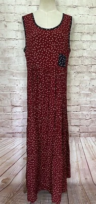 Karen Kane Dress 8 Vintage Ditsy 90’s Floral Sleeveless Cottage Maroon Crepe - Image 1 of 4
